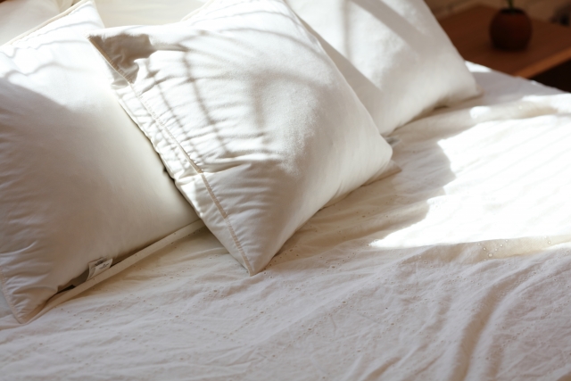 真っ白で清潔な枕とベッド